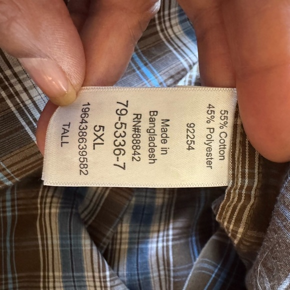 Wrangler Blue and Brown Casual Button Down Shirt - Picture 5 of 5